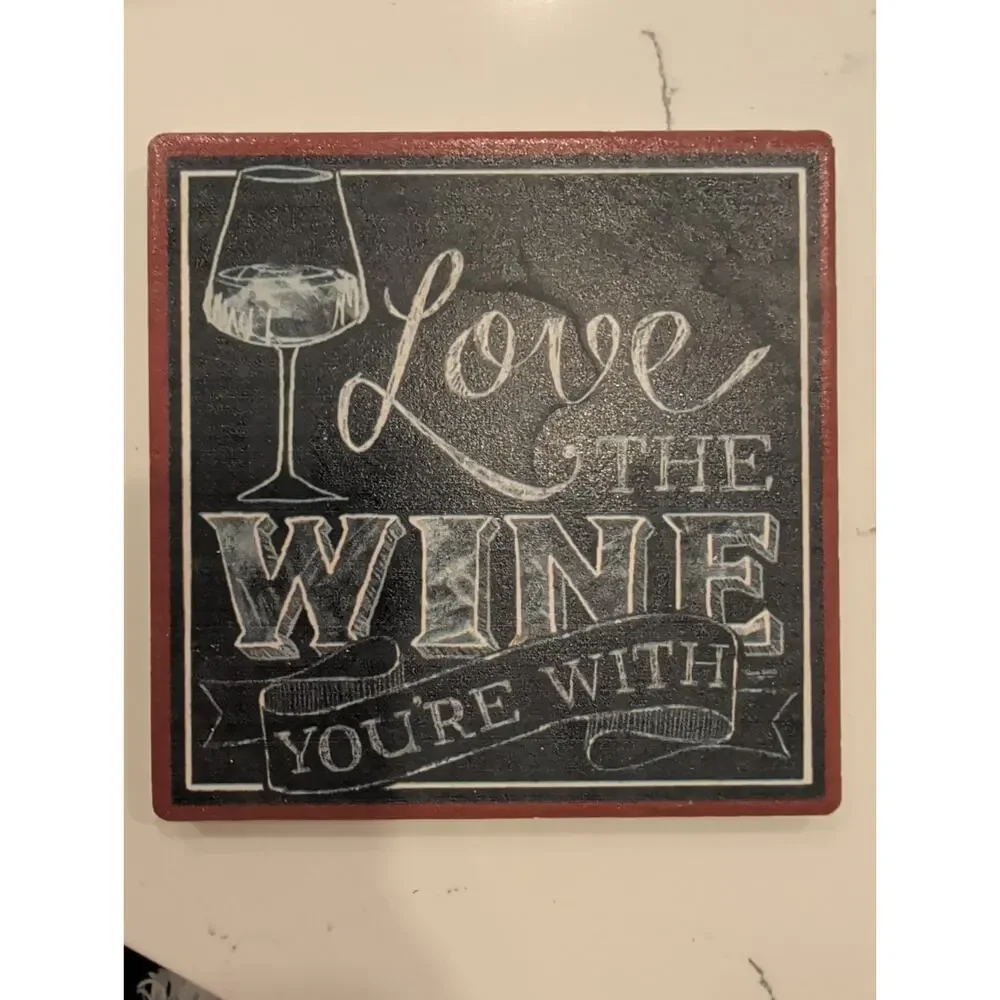 Thirstystone Wine Coaster Love The Wine You're With Chalkboard Art Drink Mat